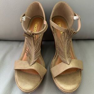 New Electric Karma Wedge Feather Sandals | Size 7